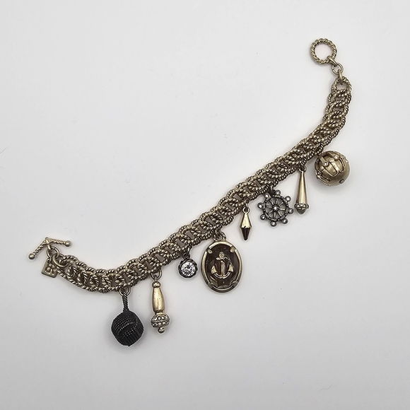 Banana Republic Nautical Rope Charm Bracelet T Clasp Bronze Brass - Picture 12 of 14